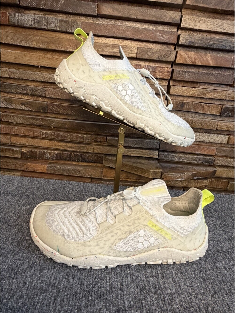 VivoBarefoot Primus Trail FG White Gray Yellow Sneakers Lightweight EU 40 US 9